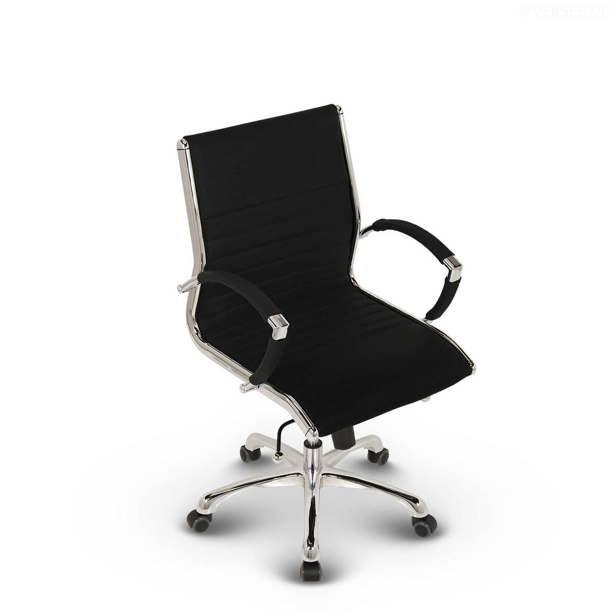 DREHSTUHL Montreal Stoff Schwarz – ergonomisch, 150 kg belastbar, Sitzhöhe 52-64cm - Schwarz, Textil/Metall (60/106/60cm) - Versee