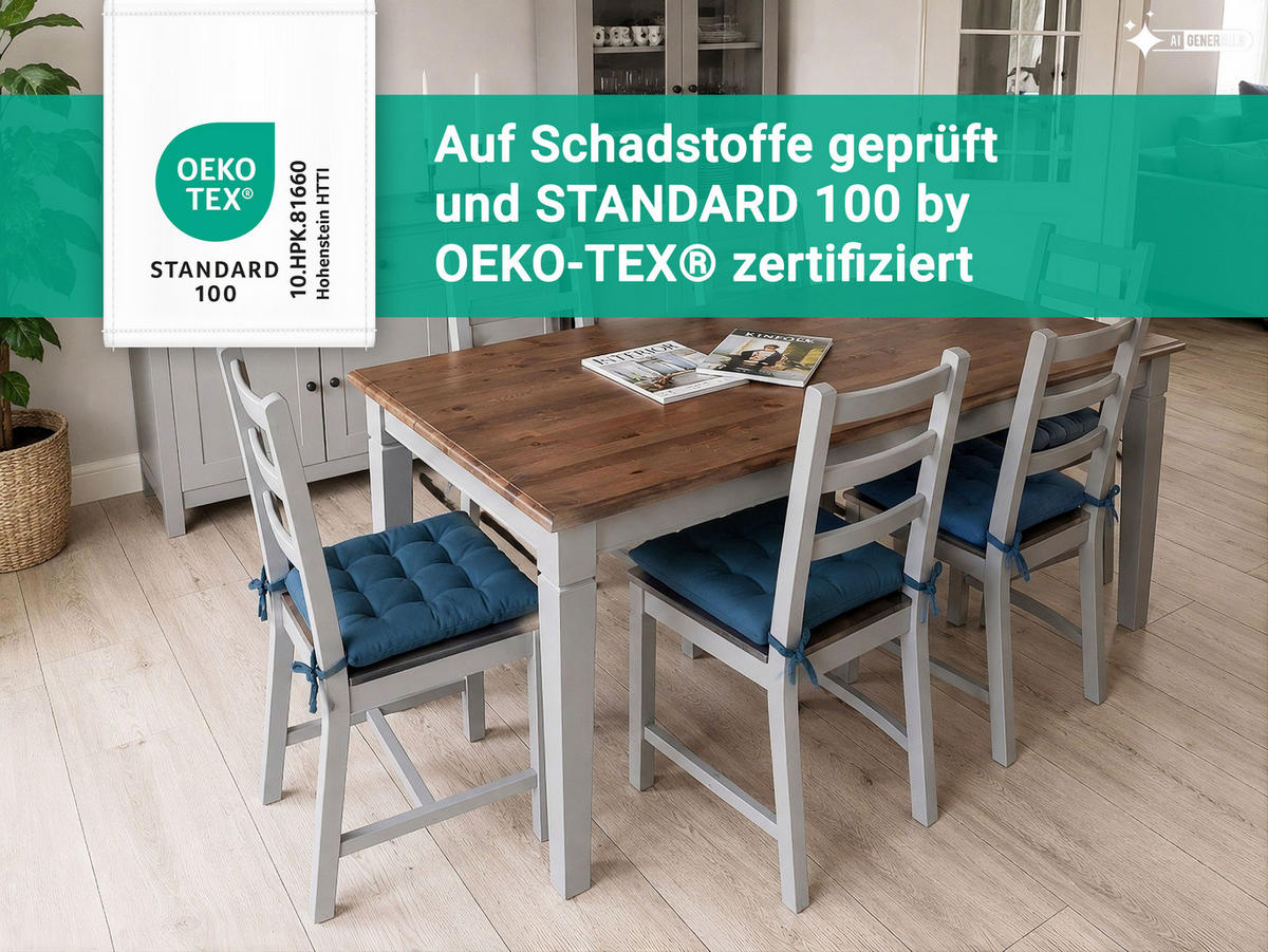 STUHLKISSEN, 4er-Set, 40x40 cm, Blau - Türkis, Textil (40/40/3cm) - Zollner