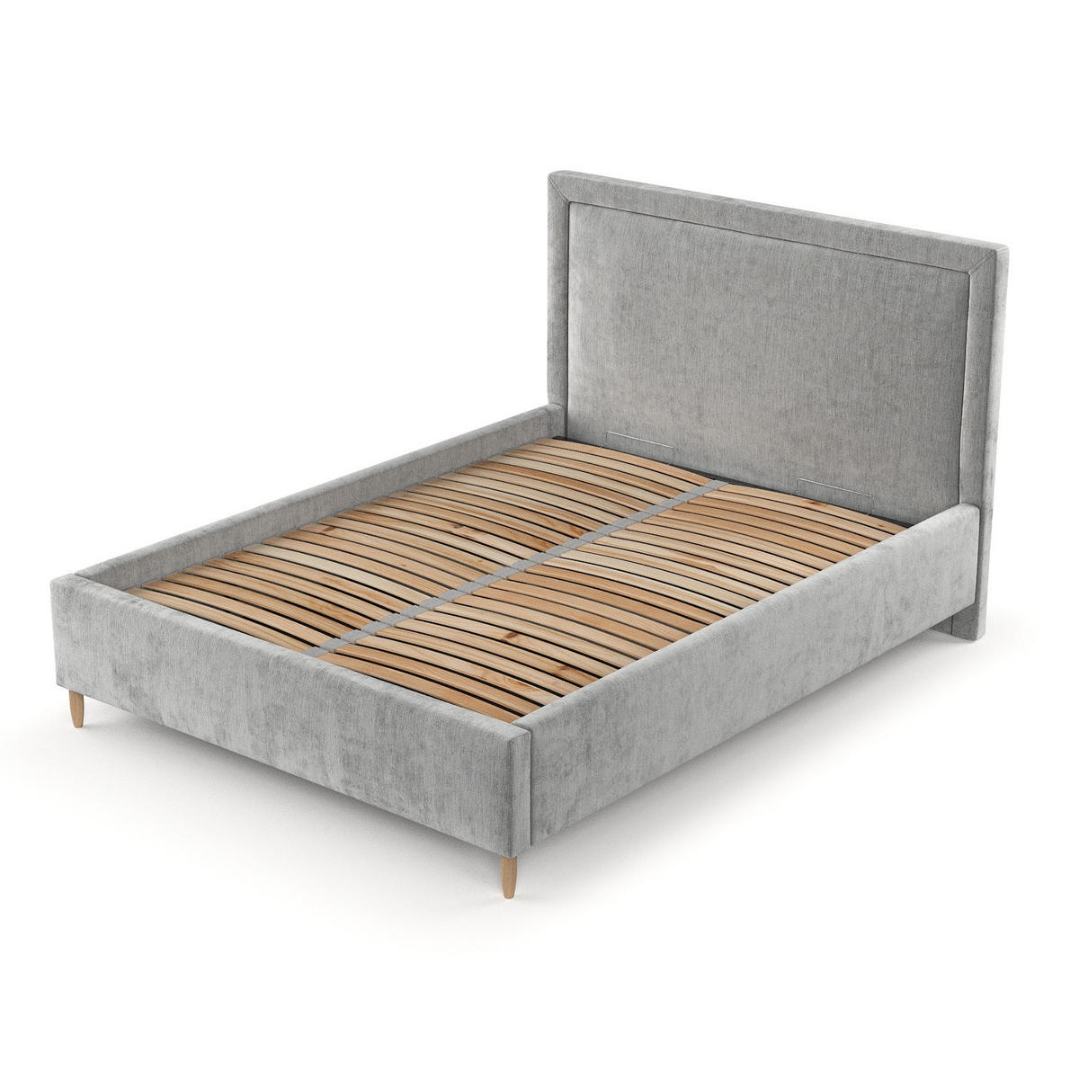 POLSTERBETT Vega 120/200 cm Hellgrau im Lotta Stoff - Hellgrau/Naturfarben, Holz/Holzwerkstoff (120/200cm) - AltaBeds