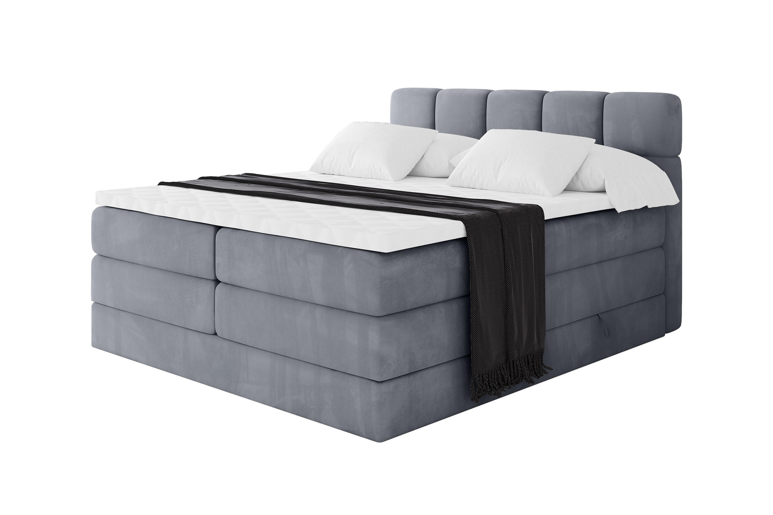 BOXBETT mit Matratze H3/H4 - FAMA KING - 120x200 cm Grau Casablanca - Grau, Holzwerkstoff (120/200cm) - ALTDECOR