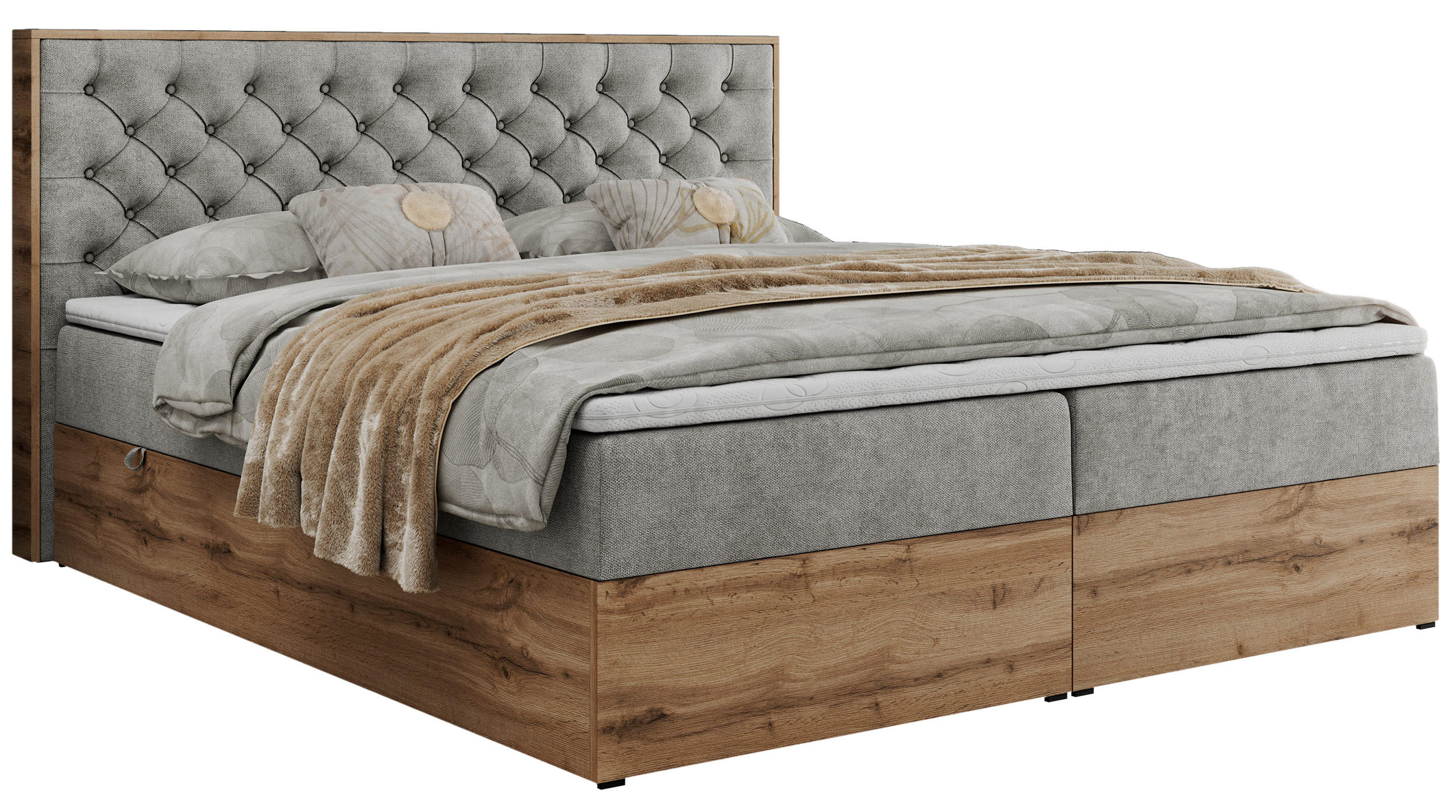 BOXBETT ALBERO 3 - 140/200 Hellgrau Struktur - H3 - Hellgrau, Holz/Textil (140/200cm) - MKS