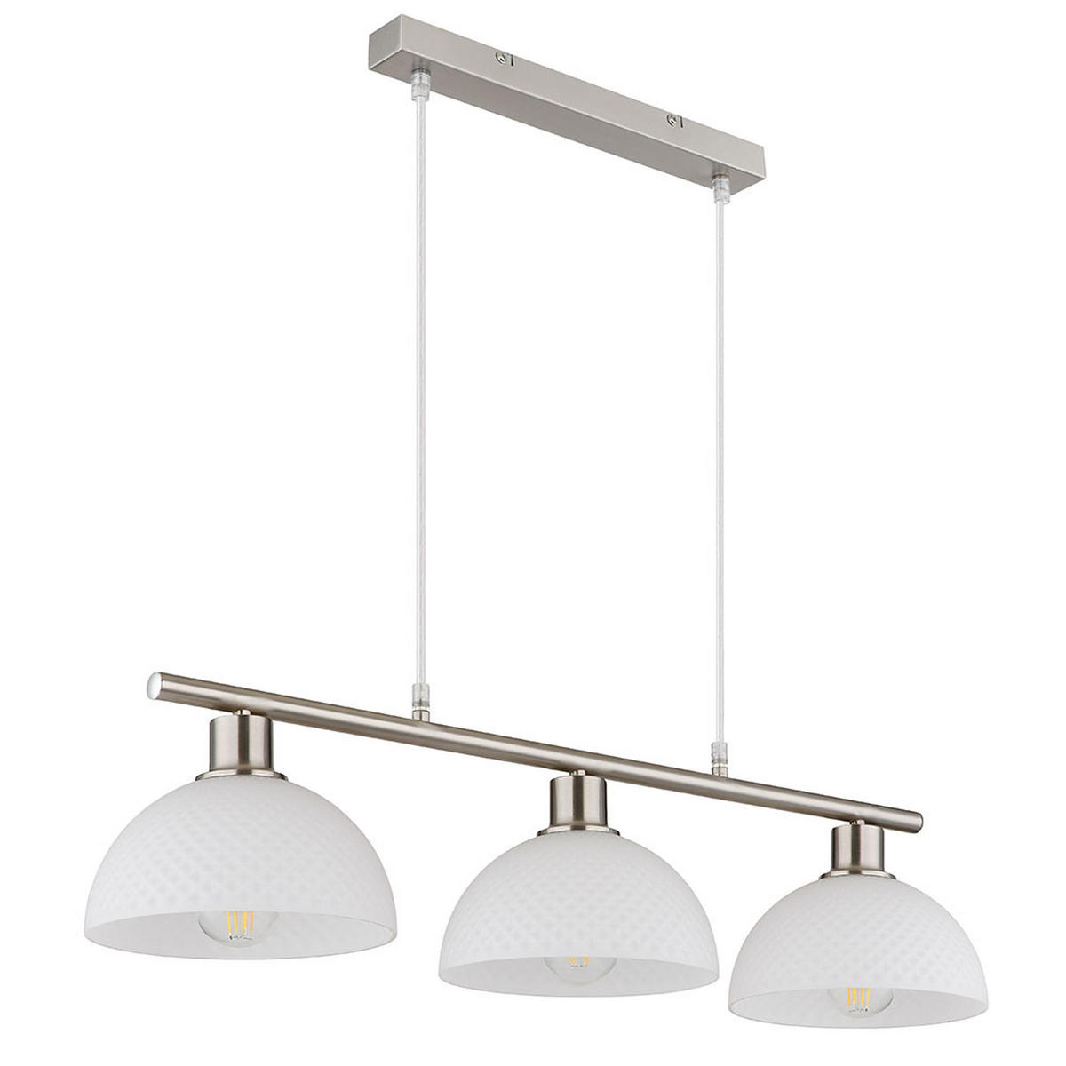 LED PENDELLEUCHTE 3-flammig, Metall, Nickel matt, Glas opal - Silberfarben, Glas (77/20/120cm) - Globo Lighting