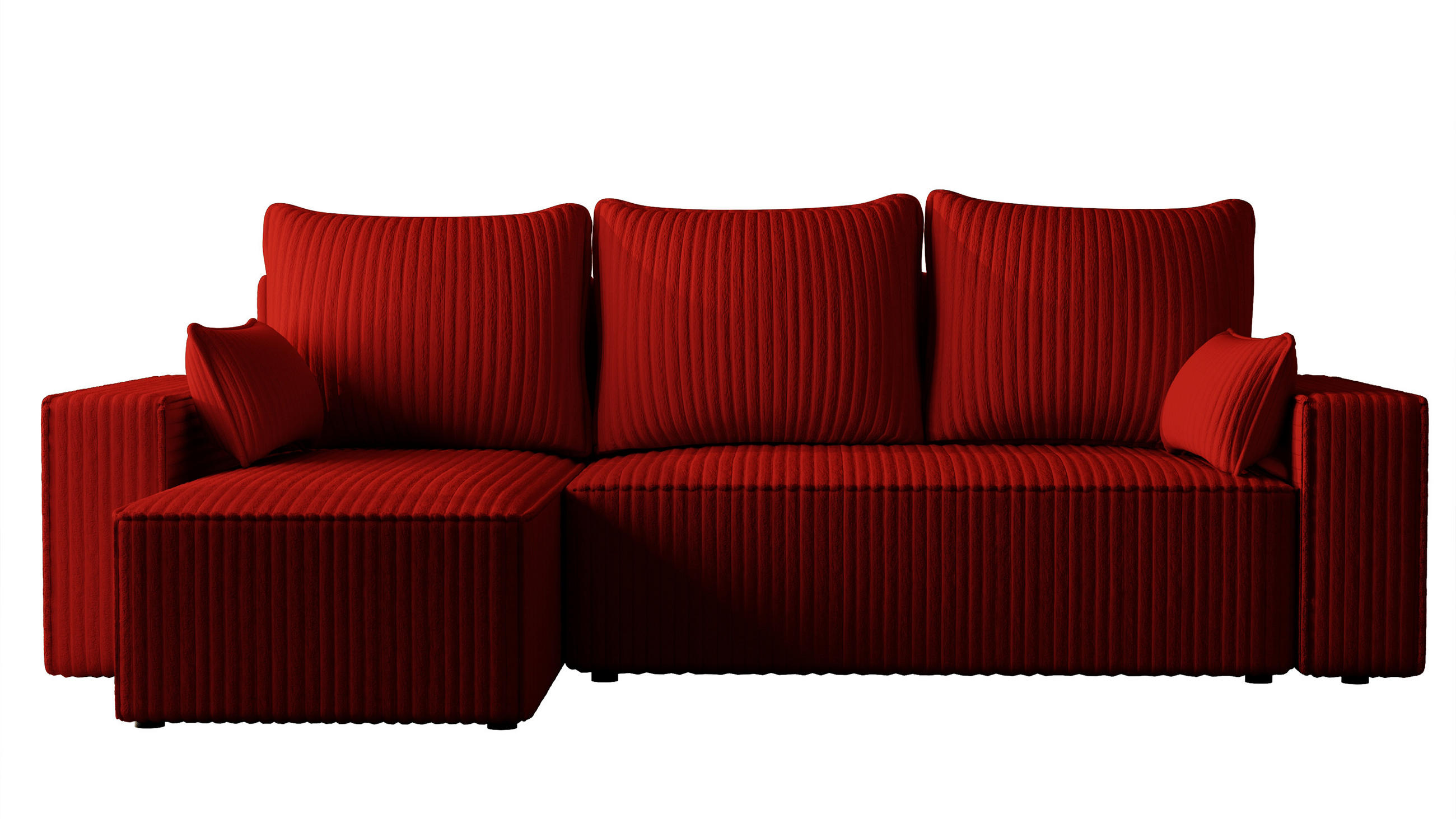 ECKSOFA Tobi mit Bettkasten und Schlaffunktion, L-Form/XL-Form, Cordstoff, Universal - Rot, Holzwerkstoff (246/145cm) - 4ALL HOME