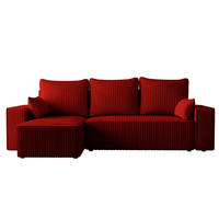 ECKSOFA Tobi mit Bettkasten und Schlaffunktion, L-Form/XL-Form, Cordstoff, Universal - Rot, Holzwerkstoff (246/145cm) - 4ALL HOME