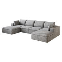 WOHNLANDSCHAFT aus Stoff 340 cm Grau mit abnehmbarer Polsterung und Schaumstoffkern - Grau, Textil (340/60/160cm) - Modfu