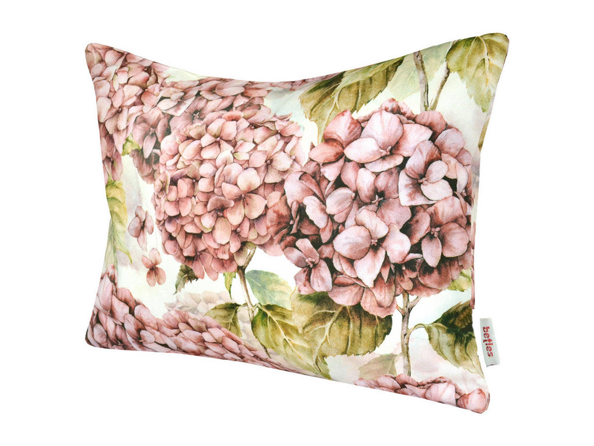 KISSENHÜLLE Landlust-Hortensie burgundy-rose 25/35 cm - Hellrosa/Dunkelrosa, Textil (25/35cm) - beties Heimtextil