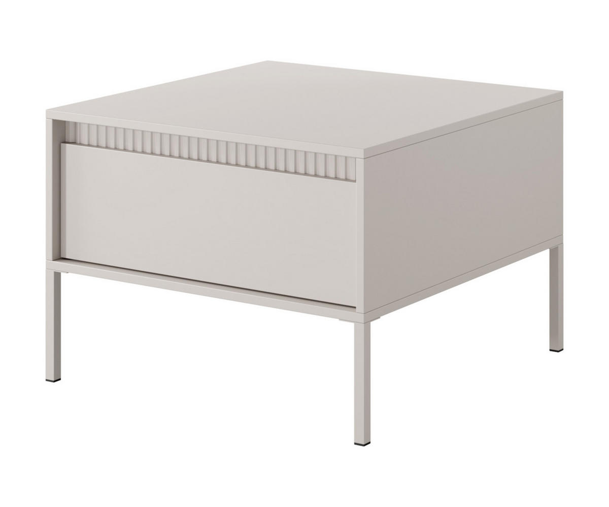 COUCHTISCH Trentinis 1S Beige 68/48,4/68 cm – Geriffelten Fronten - Beige, Holzwerkstoff/Metall (68/68/48.4cm) - AX Living