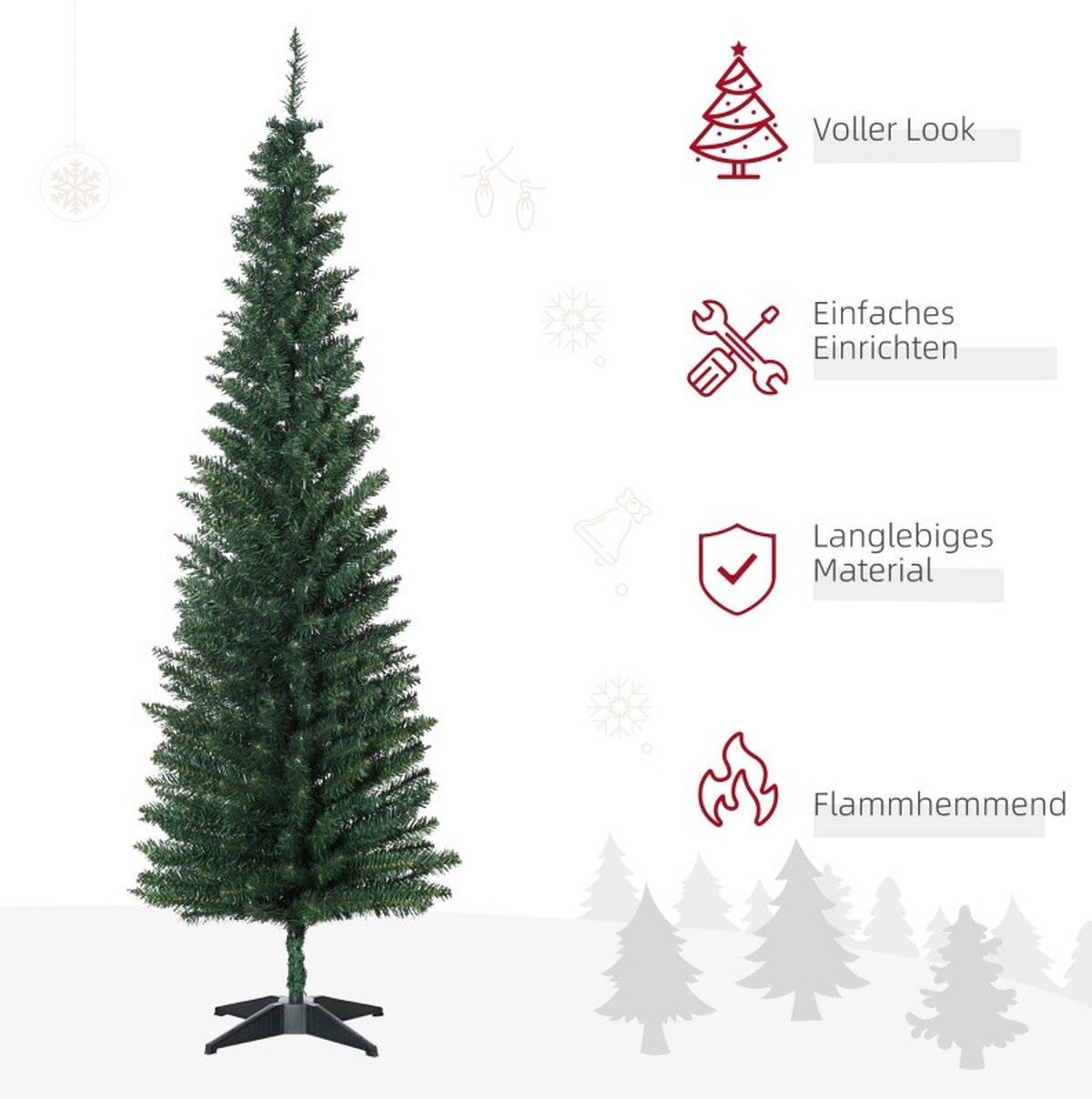 WEIHNACHTSBÄUME 55/55/180 cm grün aus Kunststoff mit 390 Spitzen und Ständer - Grün, Kunststoff (180cm) - OKWISH