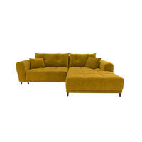 ECKSOFA Massimo Cordstoff Goldfarben inkl. Schlaffunktion Rechts - Goldfarben/Schwarz, Textil/Metall (246/177cm) - 99rooms