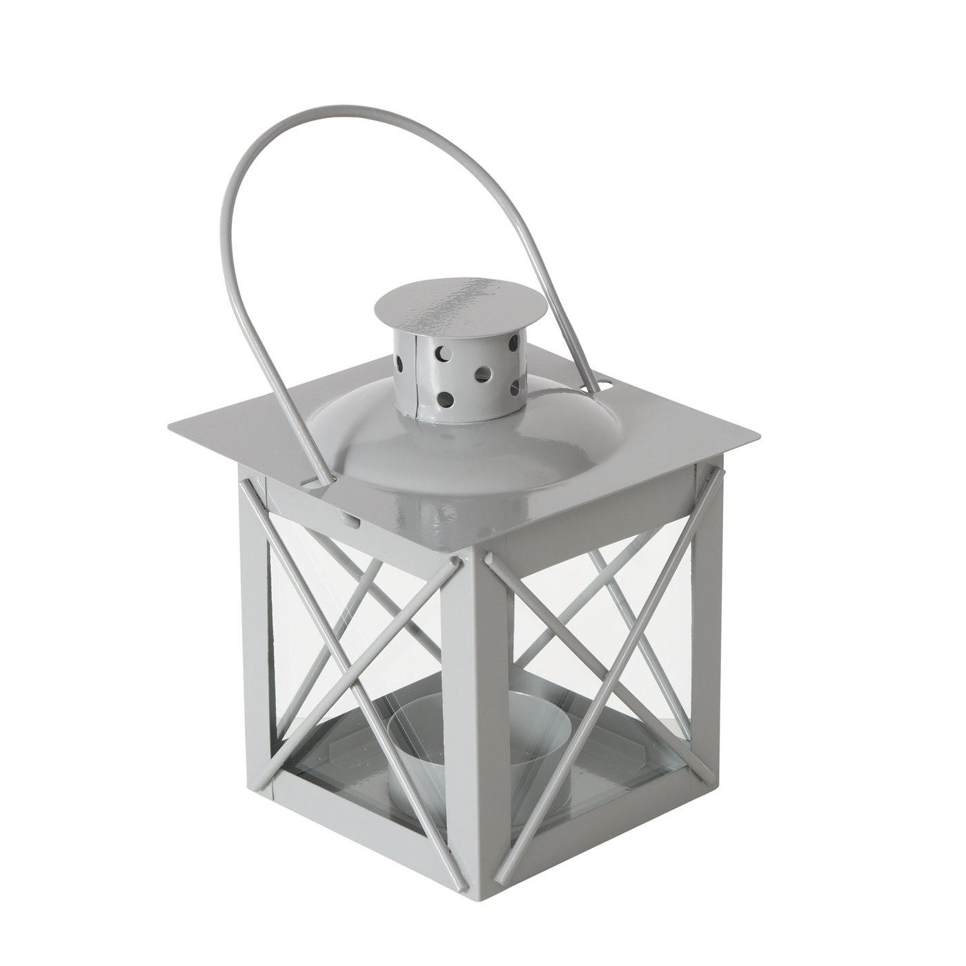 LATERNE Teelichter Metallgriff Farol - Hellgrau, Metall (10/13/10cm) - Boltze Home