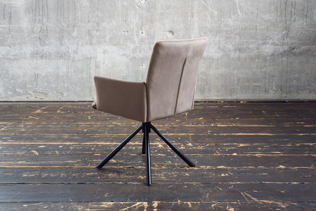 ESSZIMMERSTUHL KYRA Taupe Velvet - Taupe/Schwarz, Kunststoff/Textil (64/88/61cm) - KAWOLA