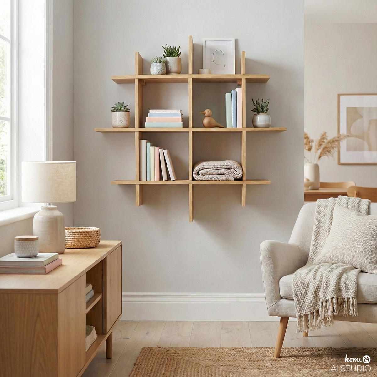 FURNIERTES TASSENREGAL - Tanne - Braun, Holzwerkstoff (73/73/20cm) - home24