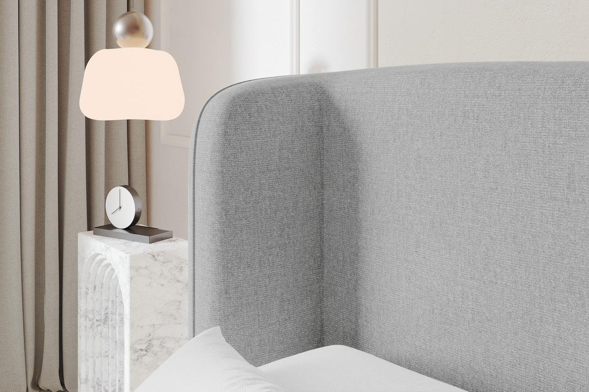 POLSTERBETT mit Bettkasten und Lattenrost, Boxbett ohne Matratze - ESTI 160x200 Grau - Hellgrau, Holzwerkstoff/Textil (160/200cm) - ALTDECOR