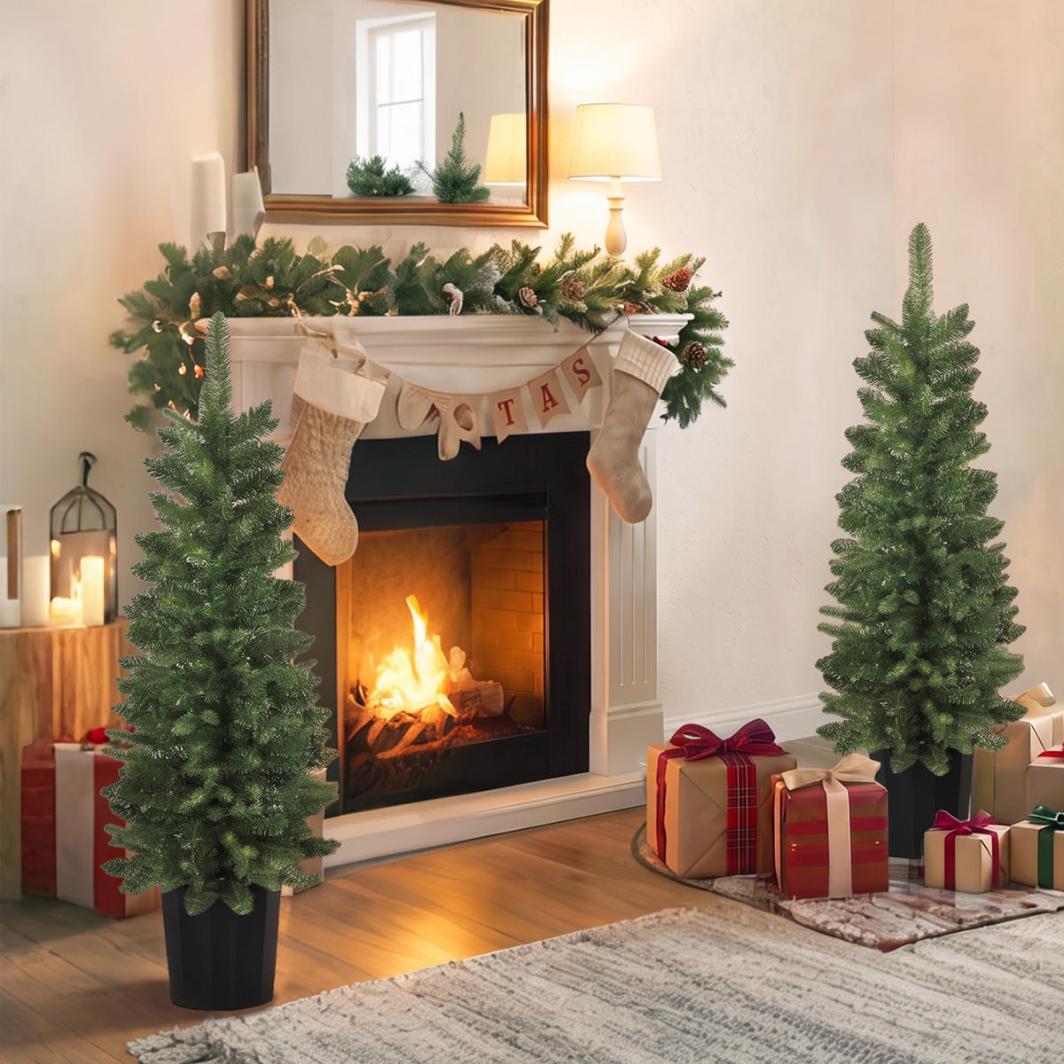 WEIHNACHTSBÄUME 2er Set PE Grün - Grün, Kunststoff (120cm) - HOMCOM
