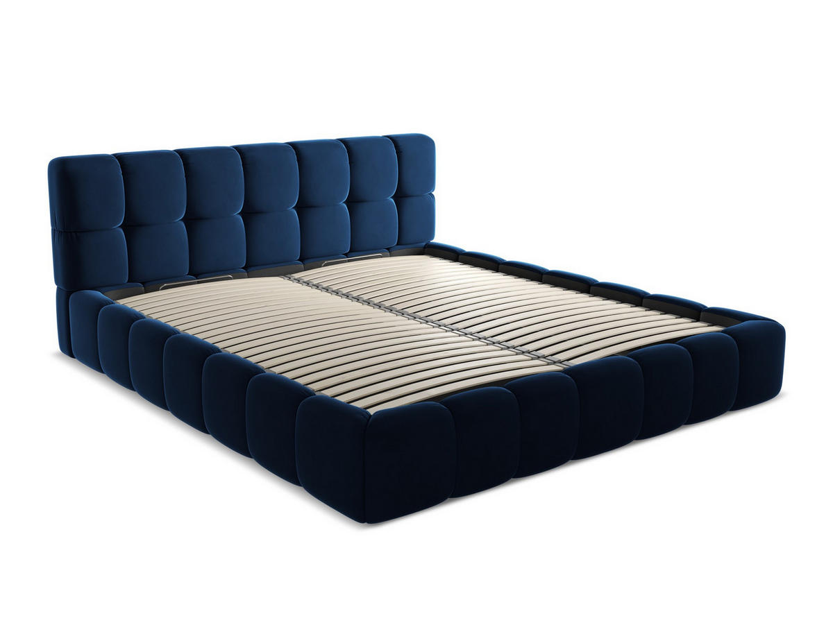 POLSTERBETT mit Bettkasten und Lattenrost 200x228 Blau - Blau/Schwarz, Kunststoff/Textil (180/200cm) - Makamii