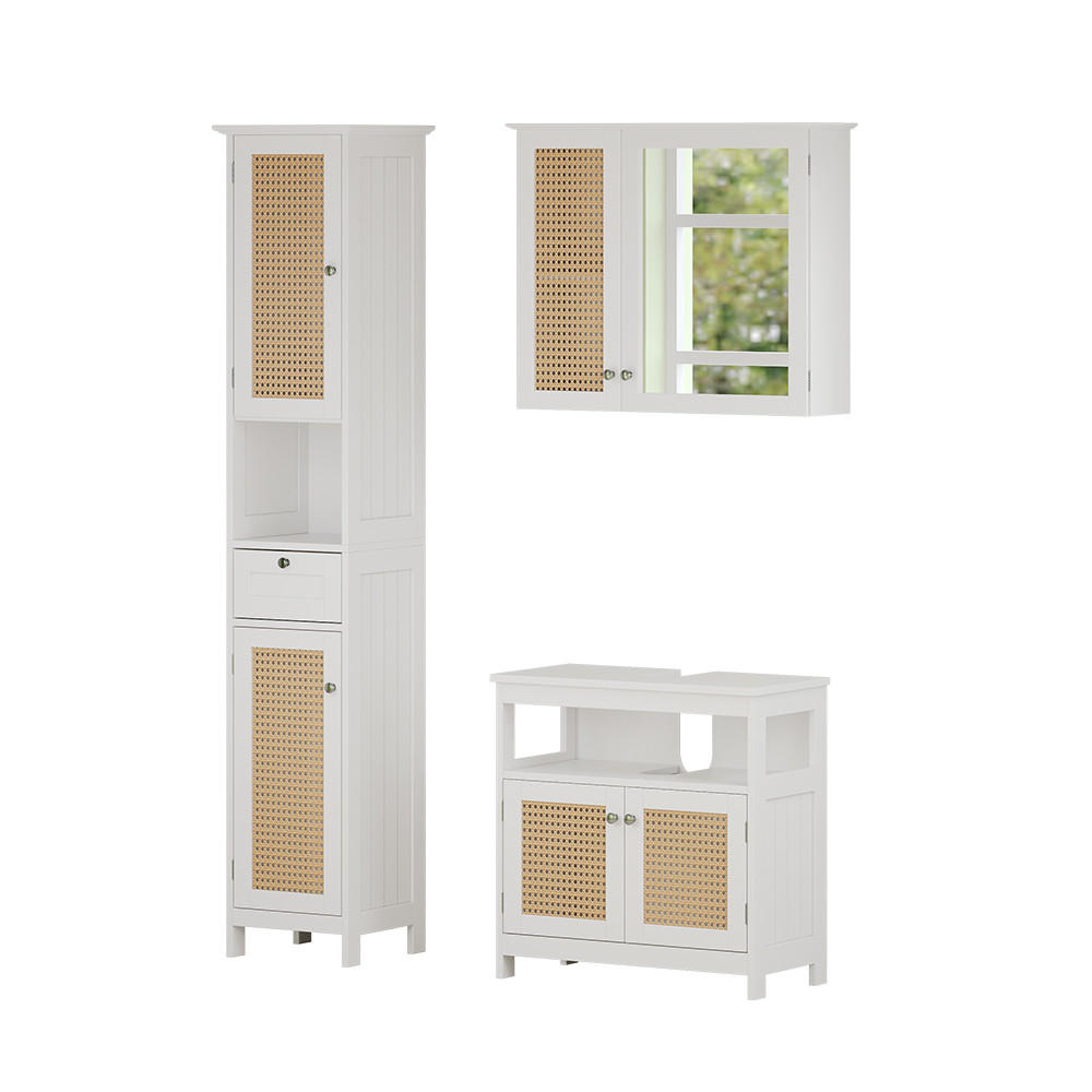 BADMÖBEL-SET Rosario Weiß 3 Teile, mit Hochschrank - Weiß, Holzwerkstoff (60/60/30cm) - Vicco