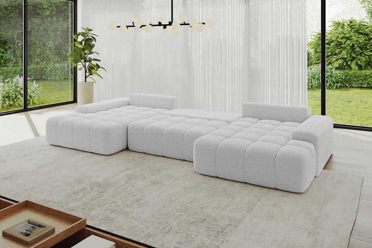 WOHNLANDSCHAFT ENSI-U - 353x164x69 cm Hellgrau - Hellgrau, Holzwerkstoff/Kunststoff (357/69/164cm) - ALTDECOR