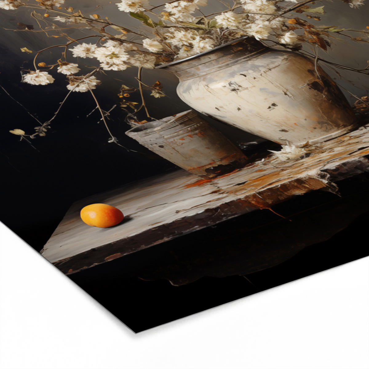 POSTER MIT RAHMEN Stilleben - Blumen - Blumenstrauß - Vase - Wein 80x60 cm - Schwarz, Papier (80/60cm) - MuchoWow