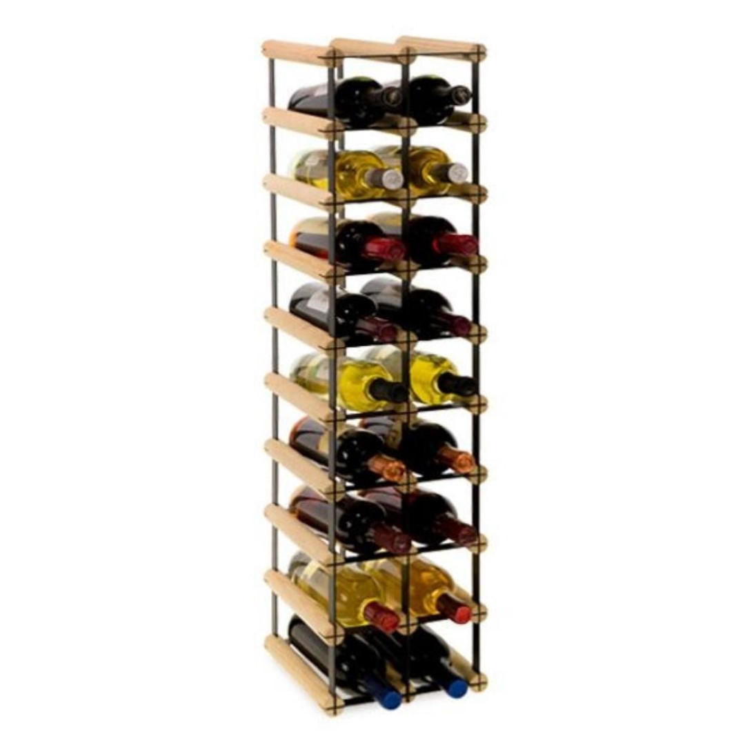 WEINREGAL Vinotega Mod Metal 92,5x22,5x24,5 cm 2x9 Flaschen Massives Kiefernholz Natur - Naturfarben, Holz (22.5/92.5/24.5cm) - PROREGAL