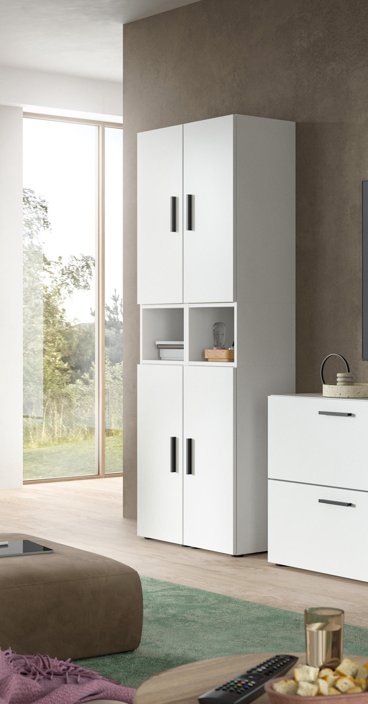 WOHNKOMBINATION THE ONE (B/H/T: ca. 65/178/34 cm) in Weiß/weiß - Weiß, Holzwerkstoff (65/178/34cm)