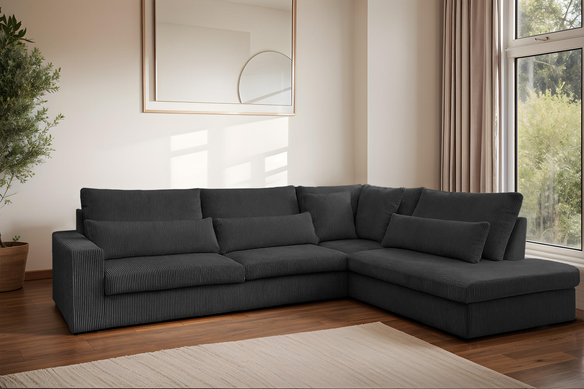 ECKSOFA L-Form SVEN Stoff Poso Graphit Rechts - Anthrazit, Textil (315/245cm) - Kaiser Möbel