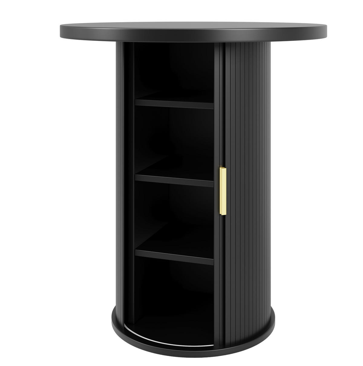 BARTISCH mit Stauraum 60 x 60 x 91,6 cm Schwarz - Schwarz, Metall (60/60/91.6cm) - Meubliv