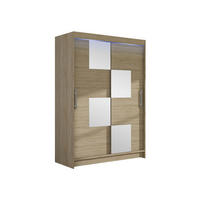 KLEIDERSCHRANK Miami III, mit RGB LED Beleuchtung - Silberfarben/Sonoma Eiche, Holzwerkstoff/Kunststoff (120/200/58cm) - MIRJAN24