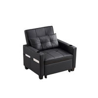SCHLAFSESSEL DE-35007 3-in-1 mit USB und Getränkehaltern Schwarz - Schwarz, Metall (87/84/74cm) - ComfortXL