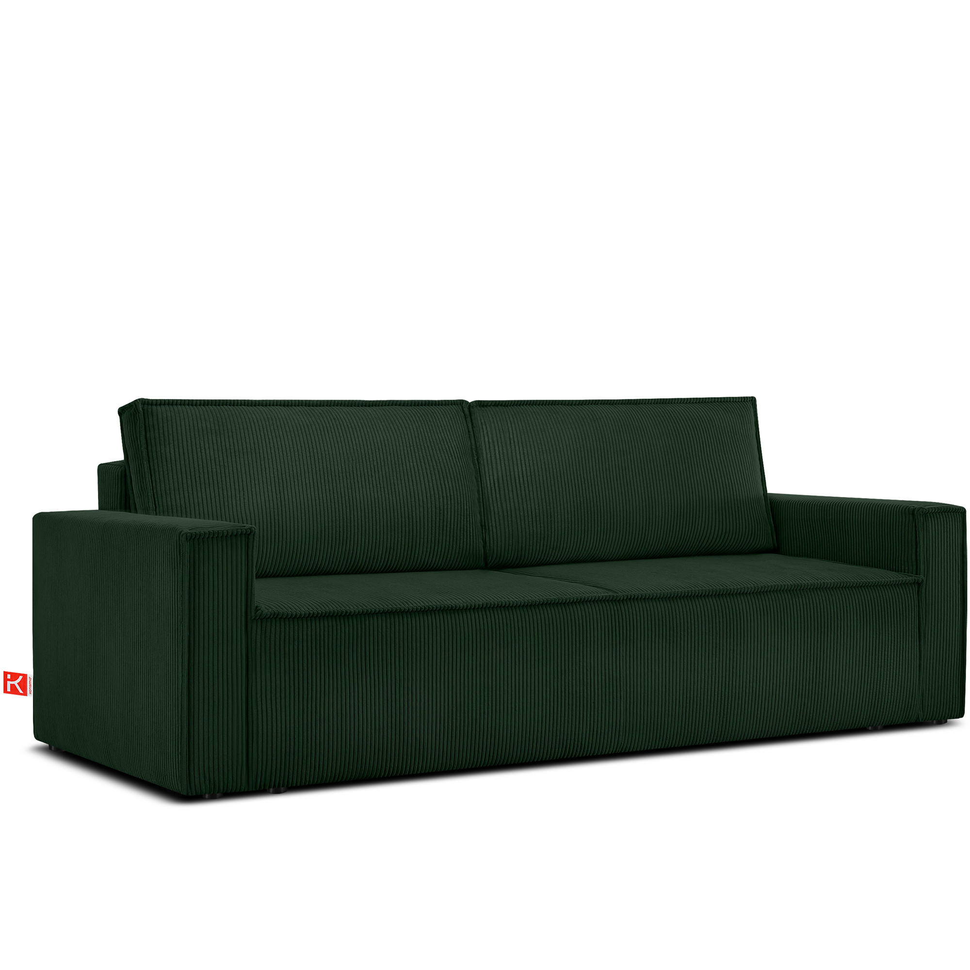 SCHLAFSOFA NAPI in Pet Friendly Cord-Stoff, dunkelgrün - Dunkelgrün/Schwarz, Textil (228/89/101cm) - KONSIMO®