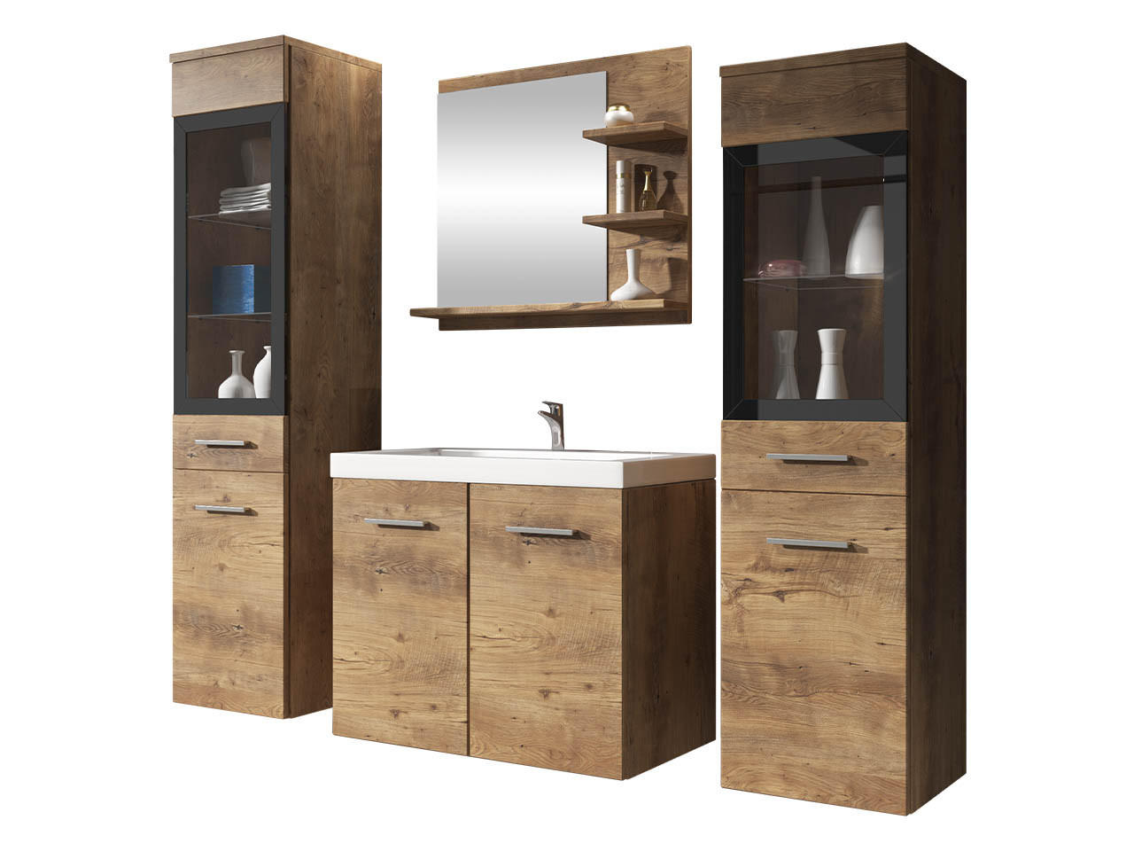 BADMÖBEL-SET Madrit I - Braun, Holzwerkstoff (30/132/30cm) - MIRJAN24