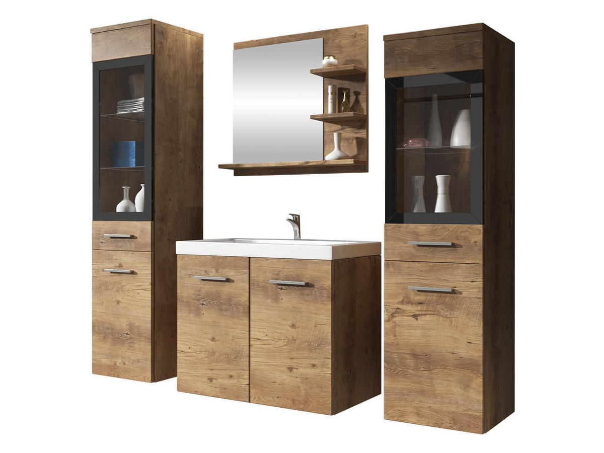 BADMÖBEL-SET Madrit I - Braun, Holzwerkstoff (30/132/30cm) - MIRJAN24