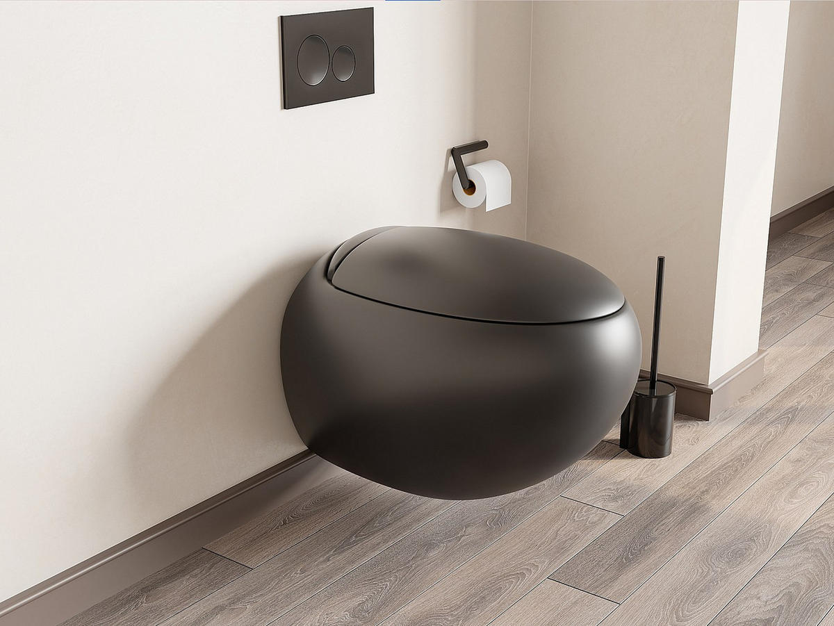 HÄNGE WC - 40 cm x 58 cm - keramik - schwarz Huro - Schwarz, Keramik (40/39/58cm) - Vente-Unique