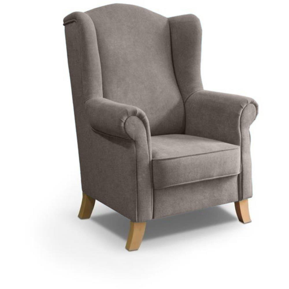 OHRENSESSEL Leonardo hellbraun - Hellbraun, Holz/Textil (88/118/86cm) - Beautysofa
