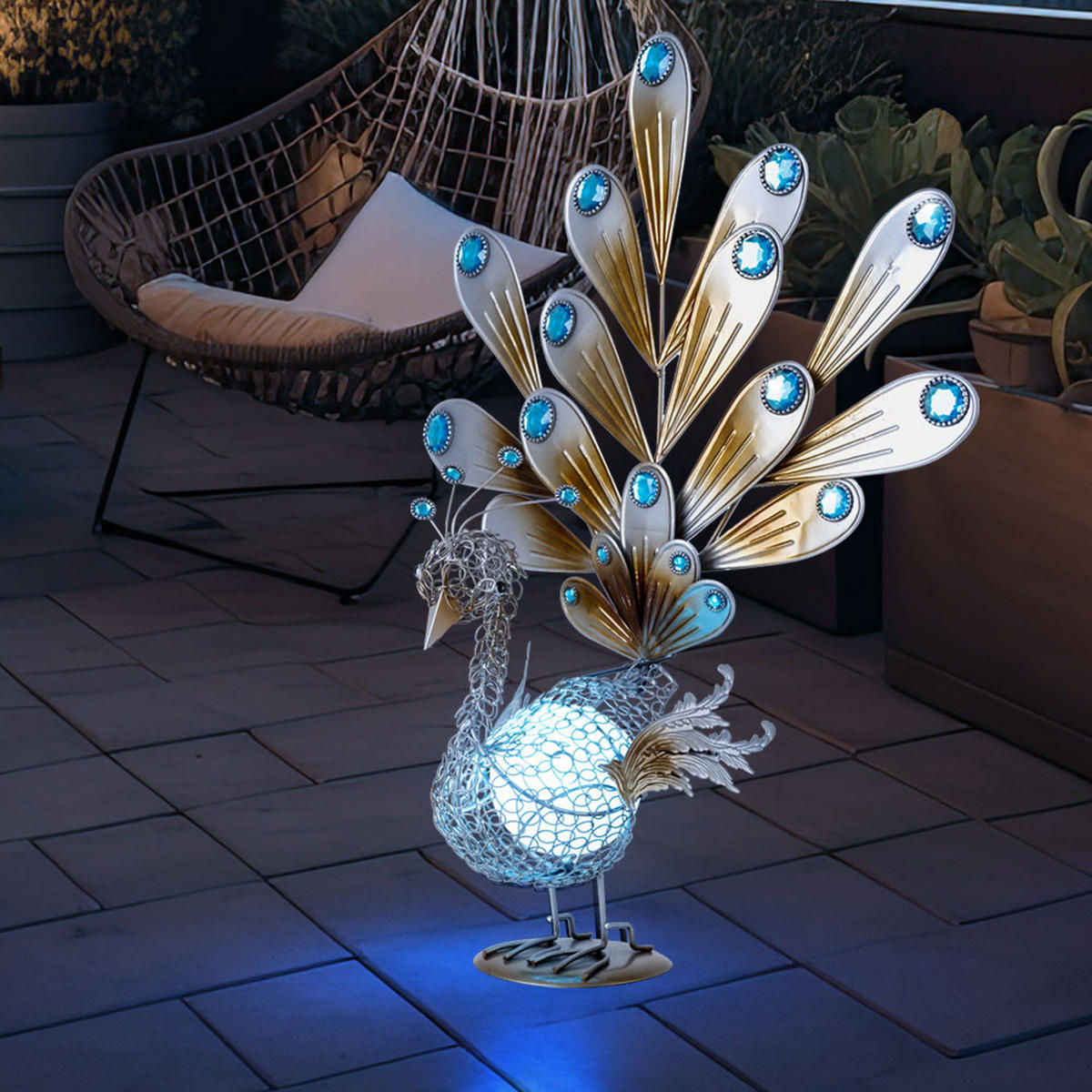 LED AUSSENLEUCHTE Solar Silber - Silberfarben, Metall (38/21.3/56.8cm) - Globo Lighting
