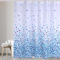 DUSCHVORHANG Blau Mosaik Muster Polyester waschbar schimmelresistent - Weiß, Textil (180/180cm) - MCBOSON