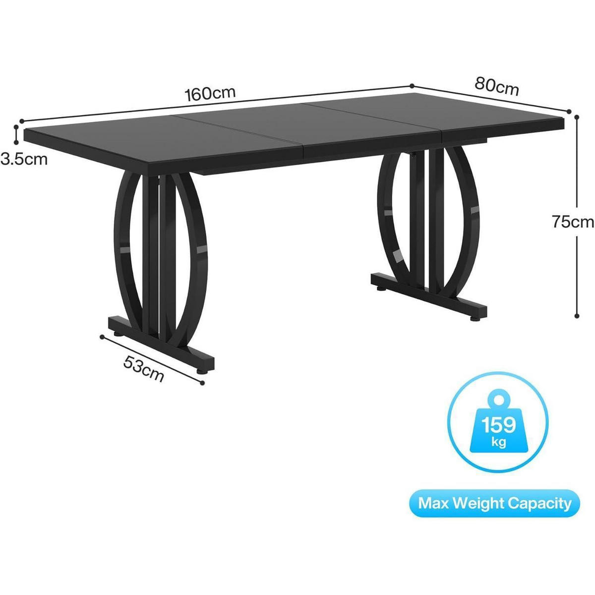 SCHREIBTISCH 160 x 80 cm Schwarz - Schwarz, Holzwerkstoff (80/160/75cm)