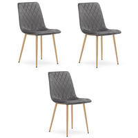 ESSZIMMERSTUHL 3-er Set TURIN dunkelgrauer Sitz, Beine in Holzfarbe - Dunkelgrau/Eichefarben, Textil (44.5/88.5/53cm) - Valora