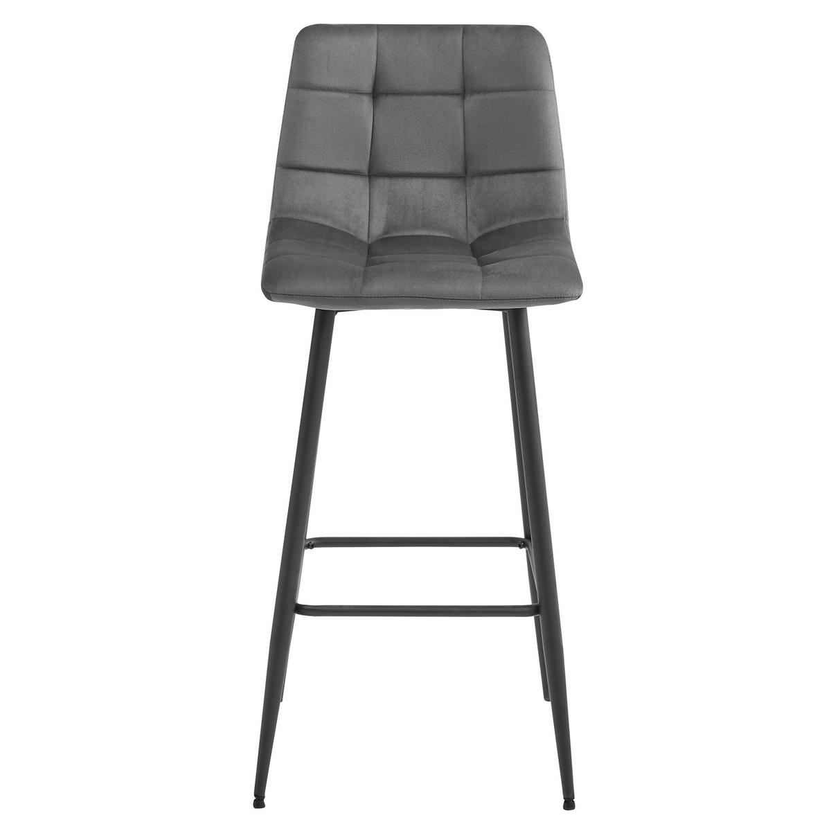 BARHOCKER Dunkelgrau 43,5x32,5 cm ARCETO Samtbezug - Dunkelgrau, Metall (43.5/55/32.5cm)