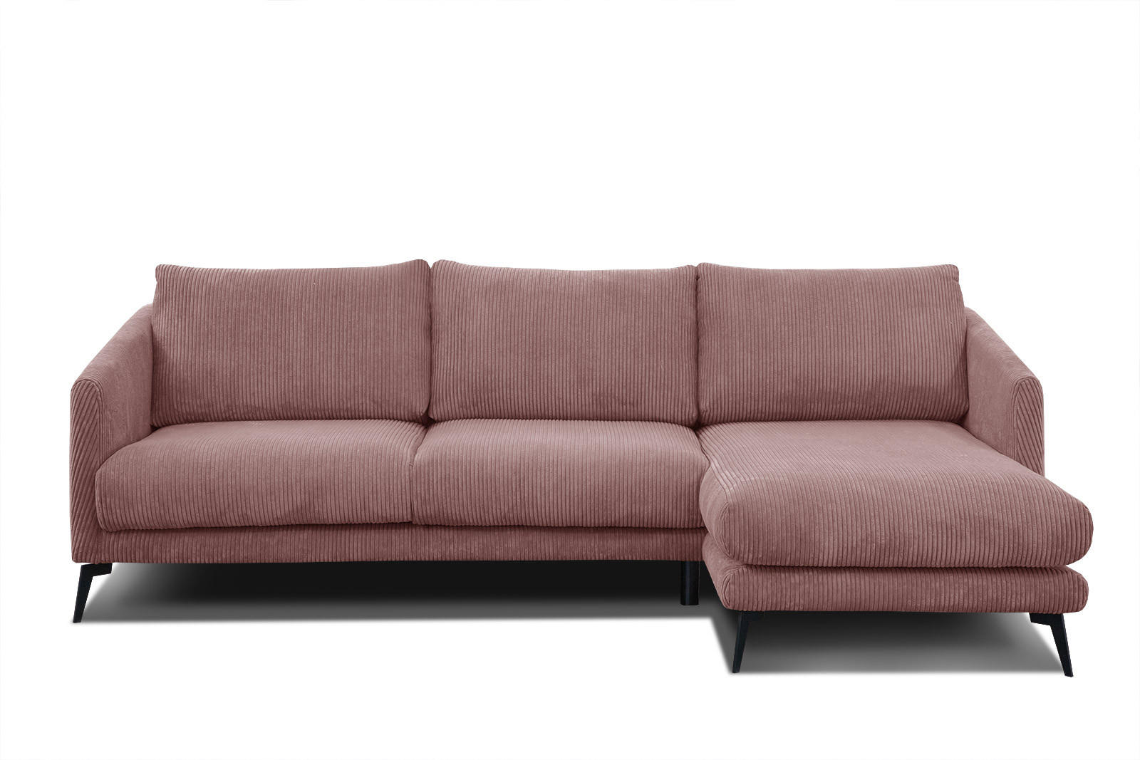 ECKSOFA VILT 4-Sitzer, altrosa - Schwarz/Altrosa, Holzwerkstoff/Textil (255/156cm) - Courtois Laville