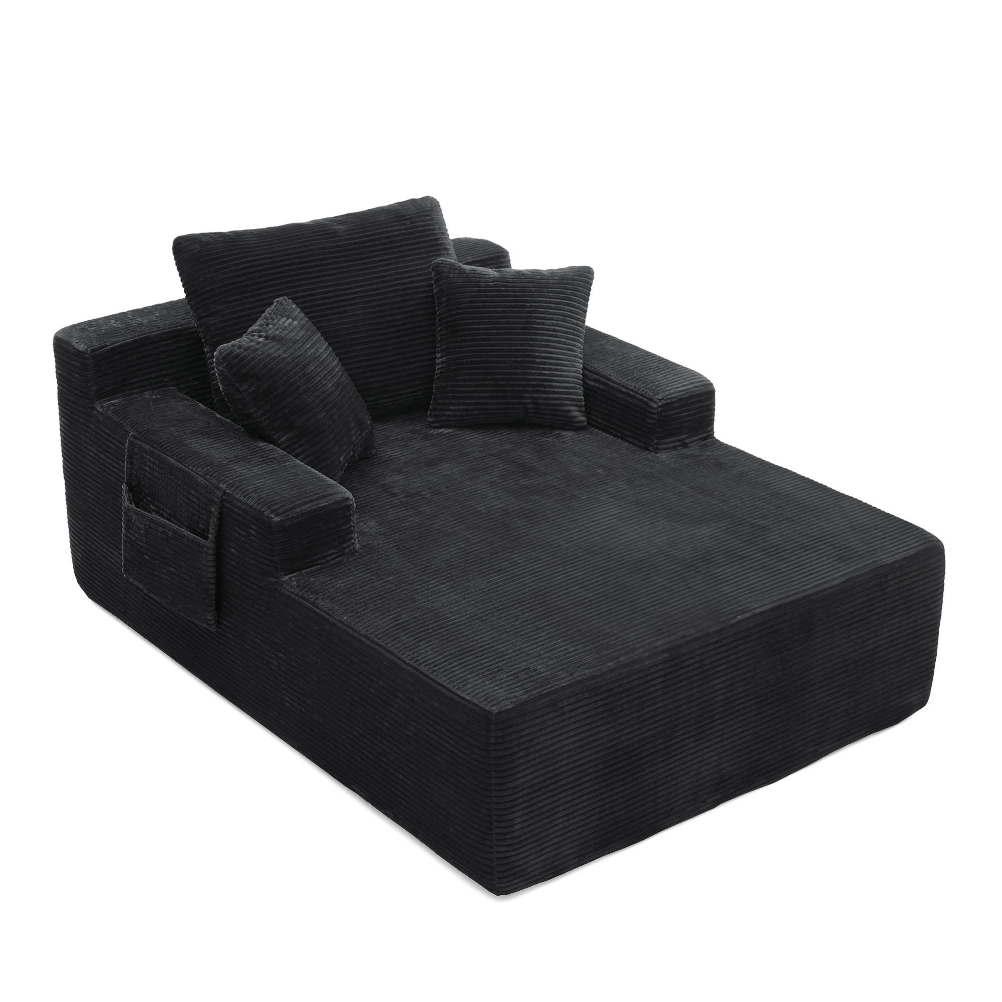 SCHLAFSOFA DE-34580 mit Seitentaschen Schwarz - Schwarz, Textil (70/150/110cm) - ComfortXL