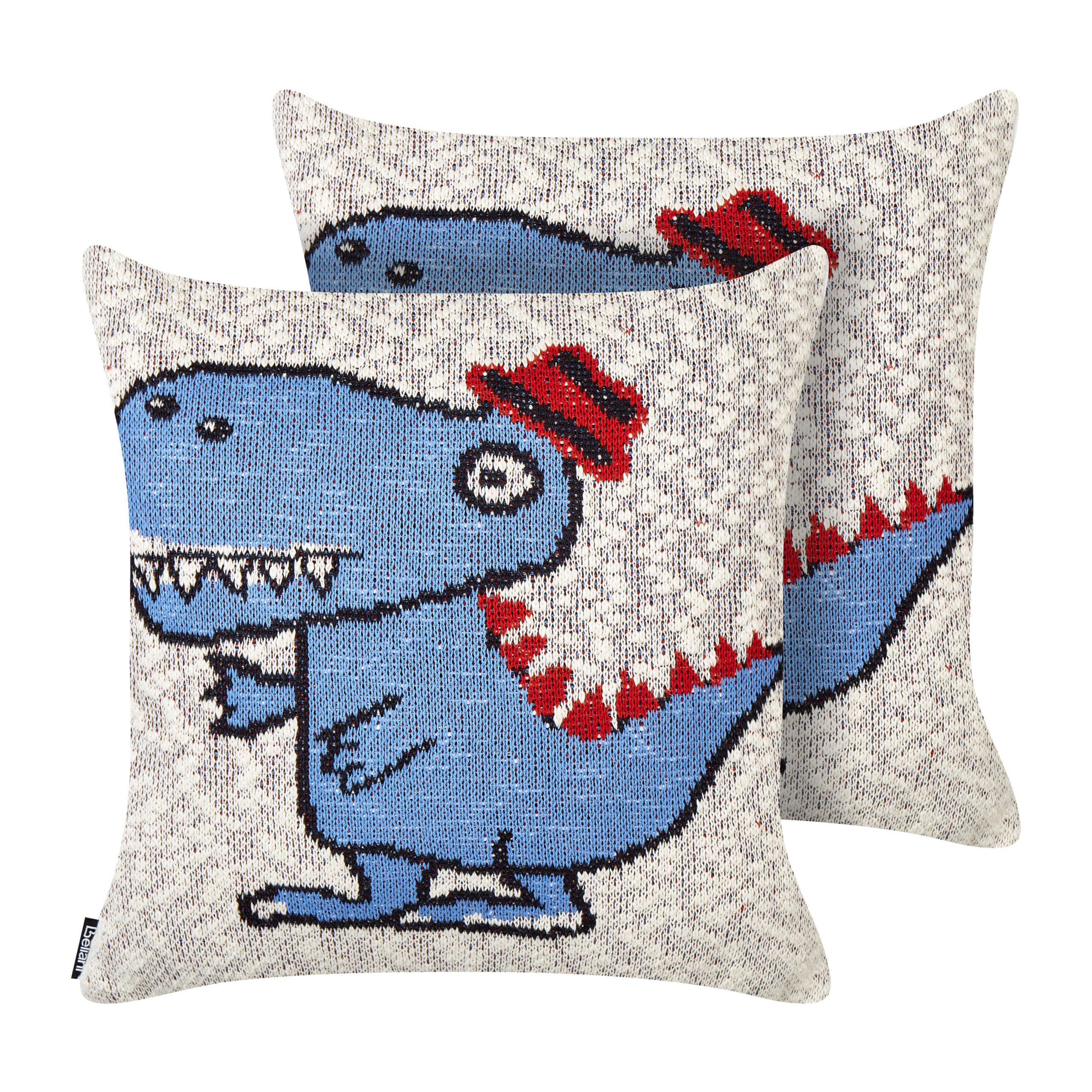 DEKOKISSEN 2er-Set Beige 45/45 cm Gambir - Blau/Beige, Textil (45/45cm) - Beliani