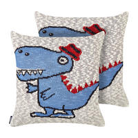 DEKOKISSEN 2er-Set Beige 45/45 cm Gambir - Blau/Beige, Textil (45/45cm) - Beliani