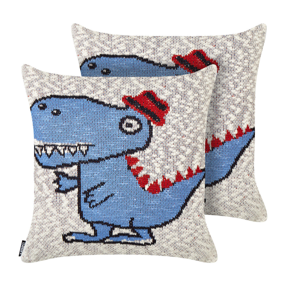 DEKOKISSEN 2er-Set Beige 45/45 cm Gambir - Blau/Beige, Textil (45/45cm) - Beliani