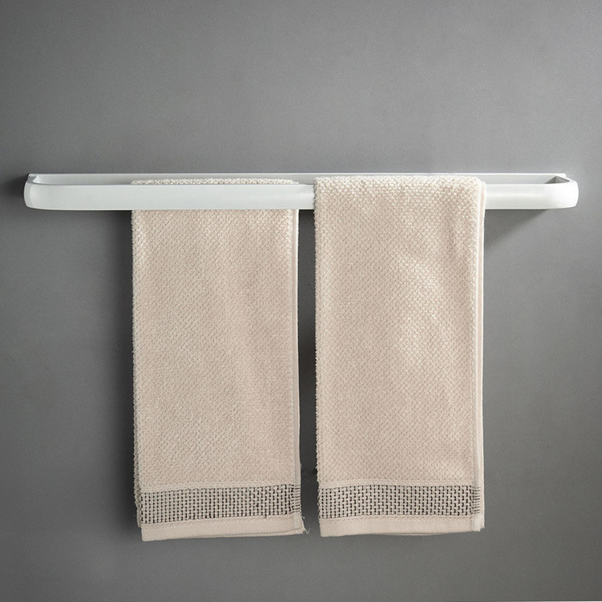 HANDTUCHHALTER – Weiße Doppelstange – 57 cm lang - Weiß, Metall (11/2.7/57cm)