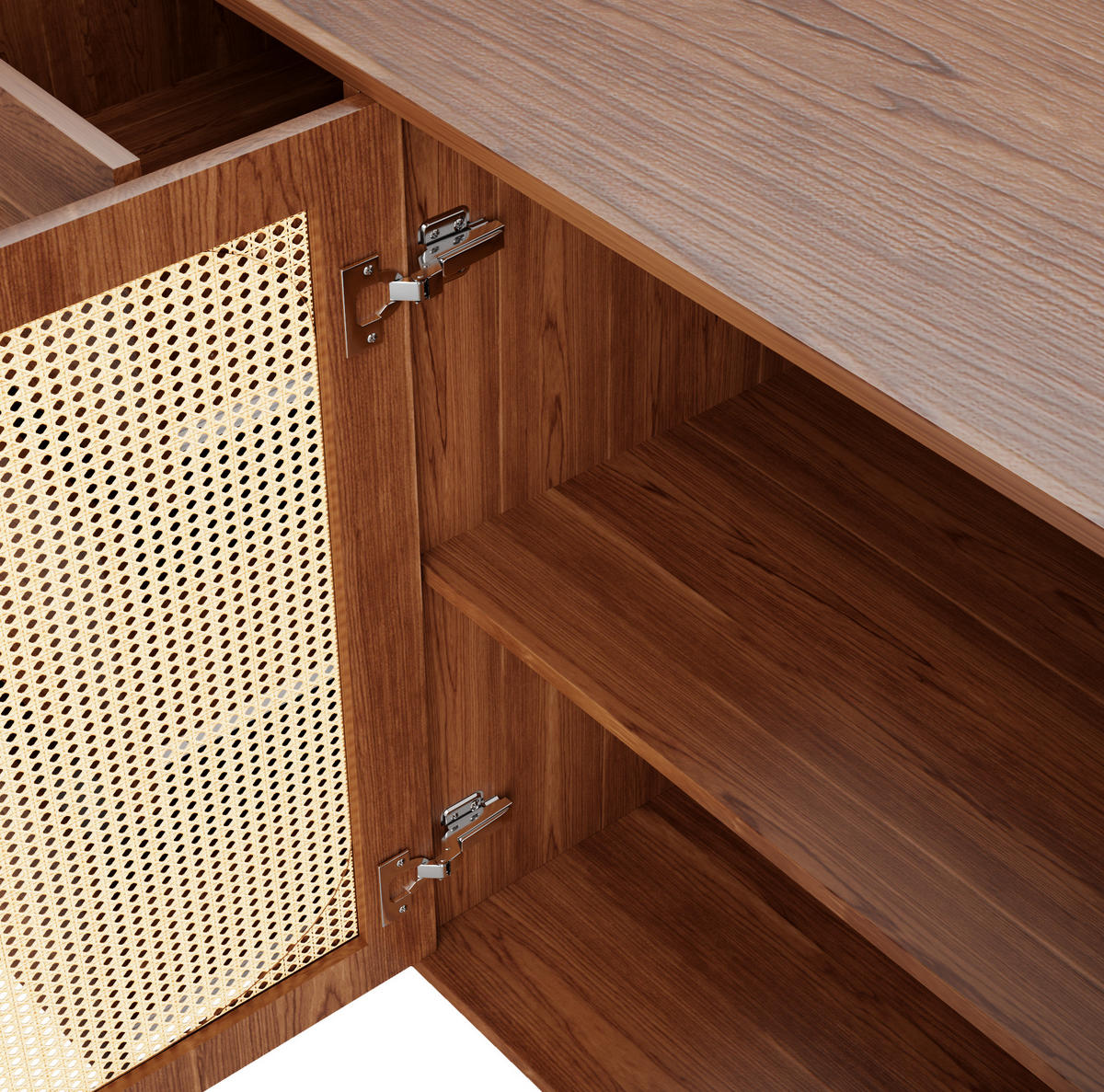 SIDEBOARD aus MDF 160x40x90 cm Holzfarben mit 6 Schubladen und Rattantüren - Naturfarben, Holzwerkstoff (160/90/40cm) - IVMEU