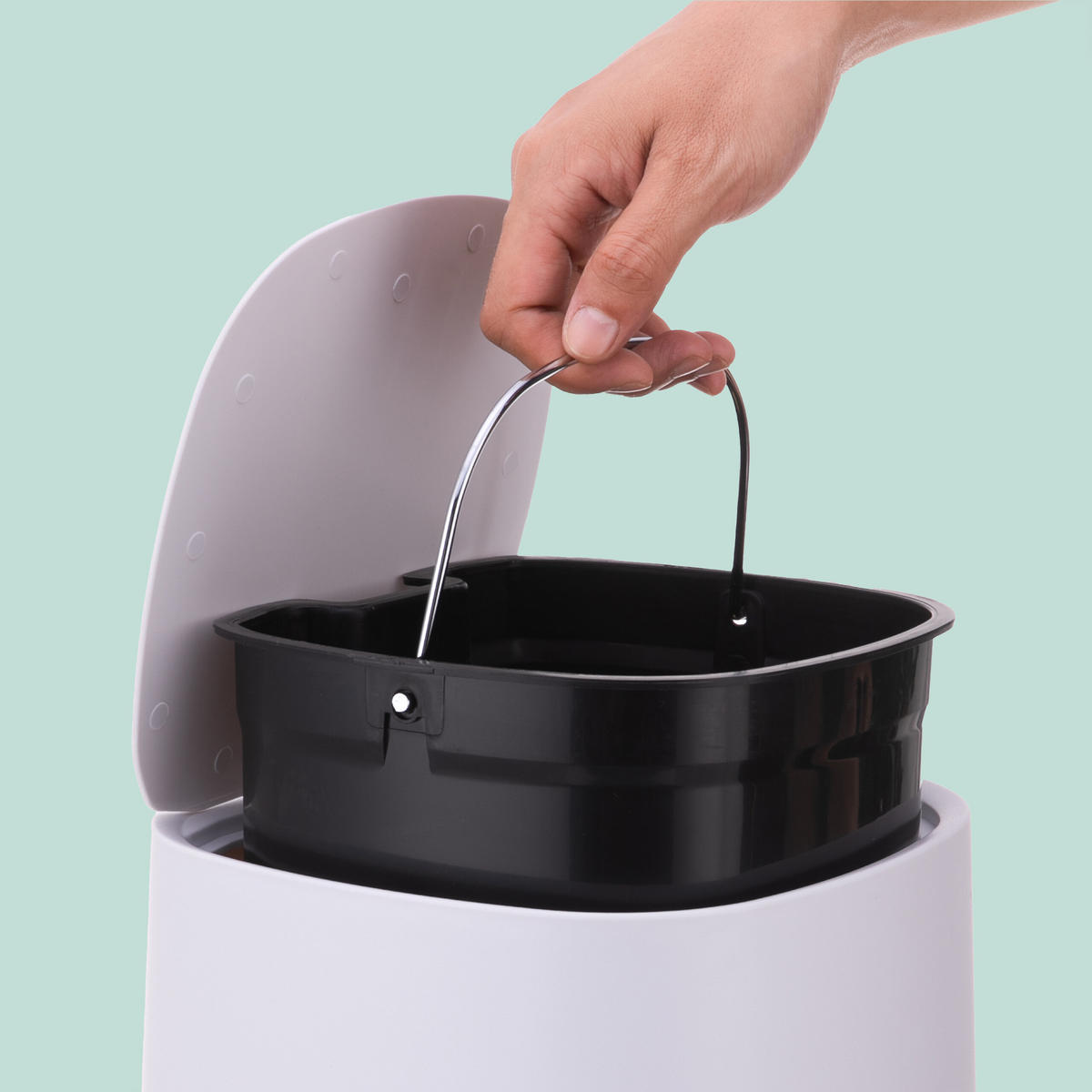 BAD-MÜLLEIMER - Weiß, Kunststoff/Metall (21.5/25/21.5cm) - Relaxdays