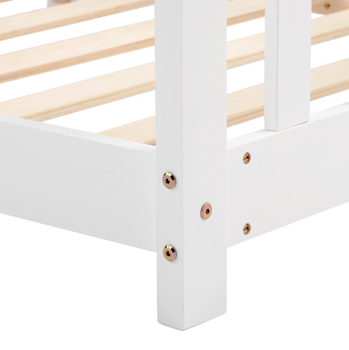 HAUSBETT Kinderbett 90/200 cm, Weiß mit Rausfallschutz und Stauraum - Weiß, Holz (90/200cm) - MIVRAY