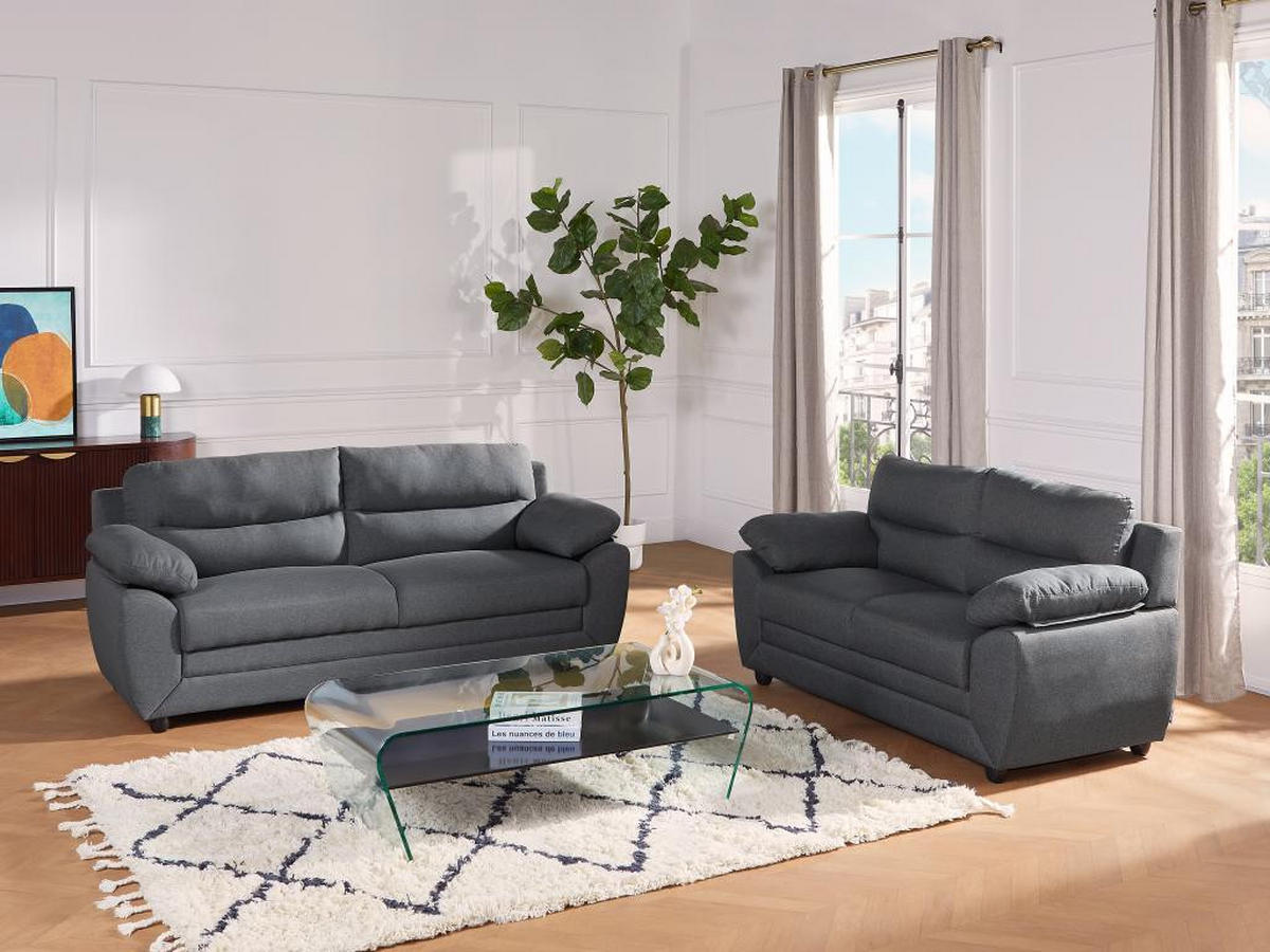 SOFA 3-Sitzer - Stoff - Anthrazit - MANOA - Anthrazit, Textil (82/88/201cm) - Vente-Unique