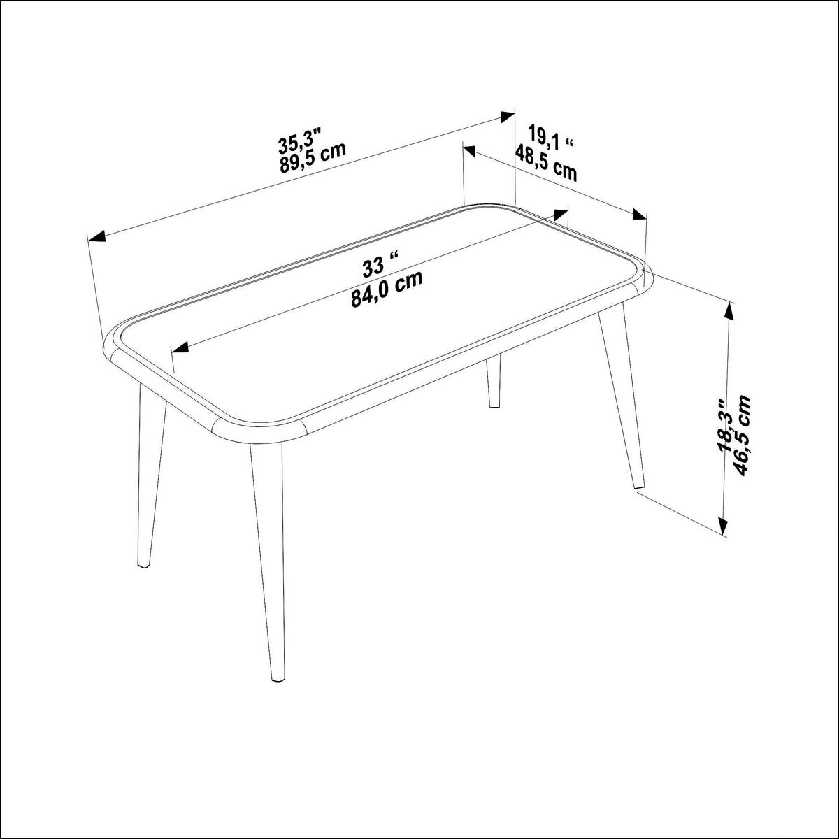 COUCHTISCH Bohemia - Weiß, Holzwerkstoff (89.5/48.5/46.5cm) - Decorotika