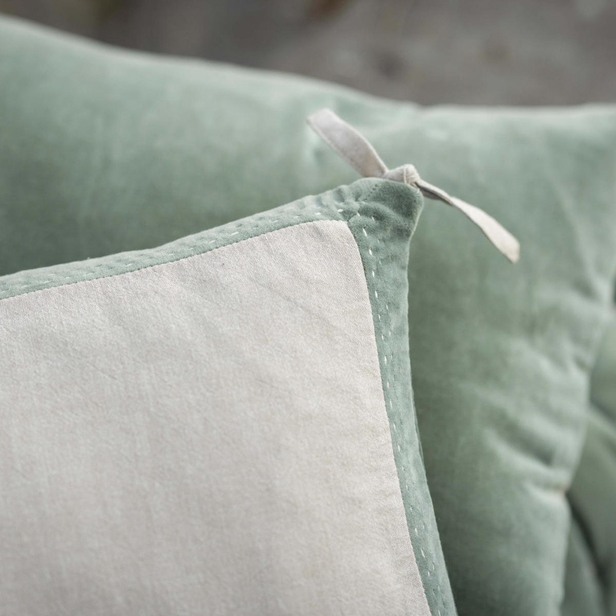 KISSEN Elise Chambray eisenkraut 45 x 45 cm - Mintgrün, Textil (45/45cm) - Vivaraise
